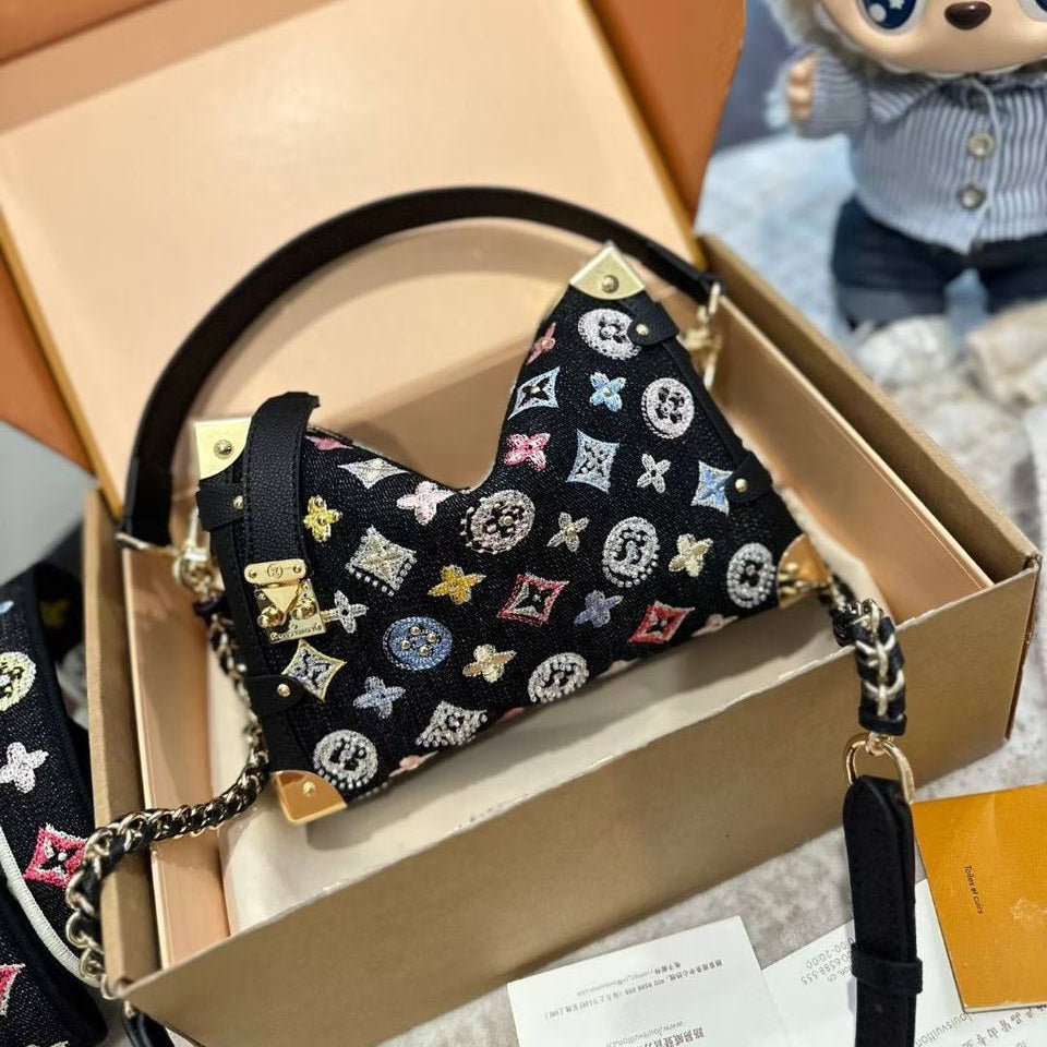 Louis Vuitton Petite Malle Denim Crossbody Bag ✨👜💎