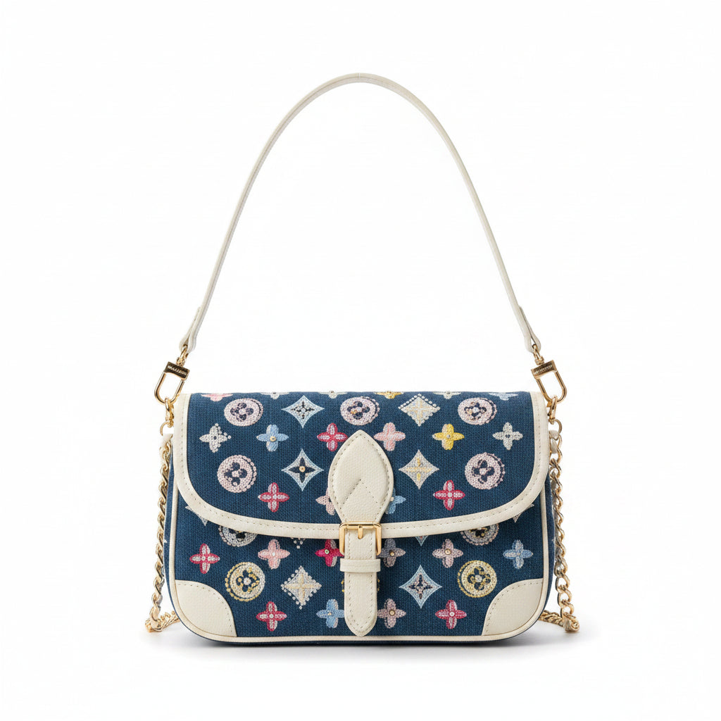 Louis Vuitton Embroidered Denim Monogram Shoulder Bag 👜✨💎
