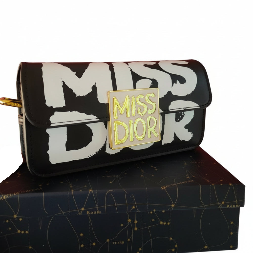DIOR Miss Dior Graffiti Clutch Crossbody Bag 🖤🤍✨