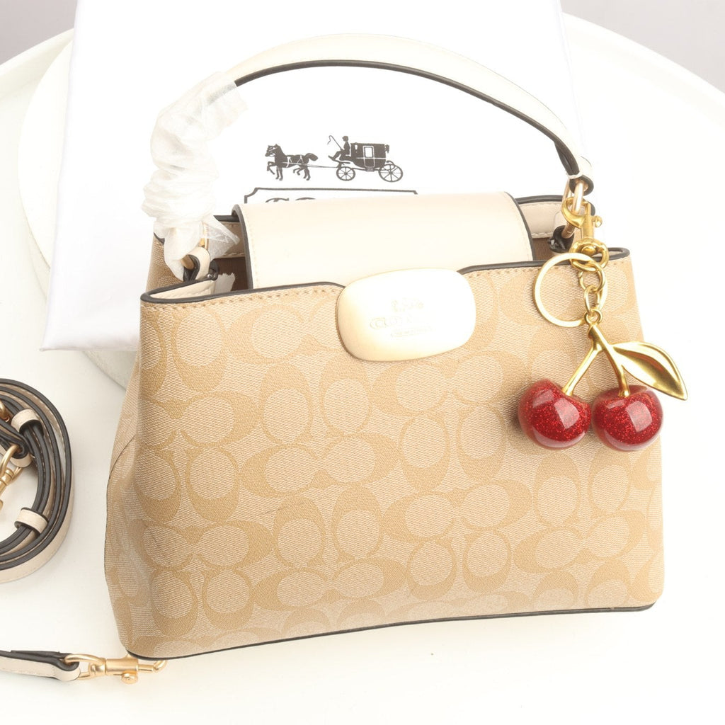 Coach Monogram Satchel with Glitter Cherry Charm 🍒✨👜