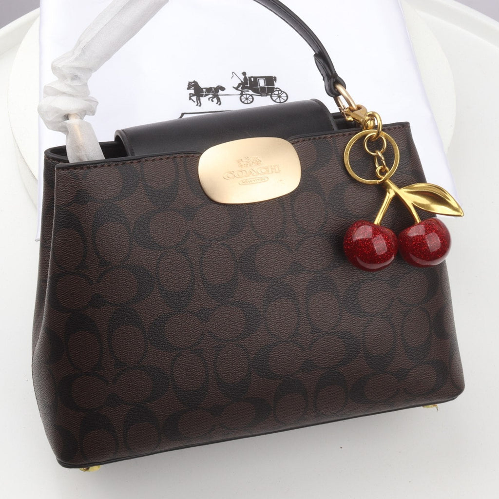 Coach Monogram Satchel with Glitter Cherry Charm 🍒✨👜