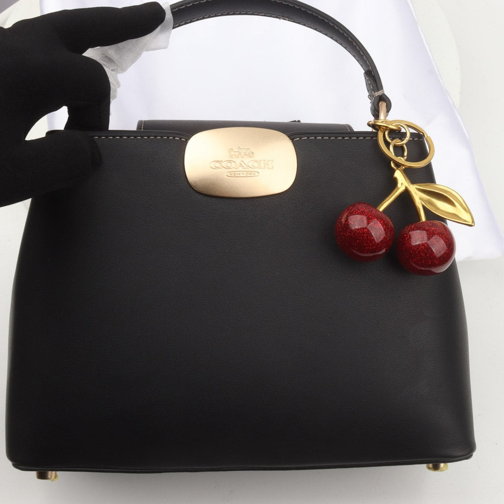 Coach Monogram Satchel with Glitter Cherry Charm 🍒✨👜
