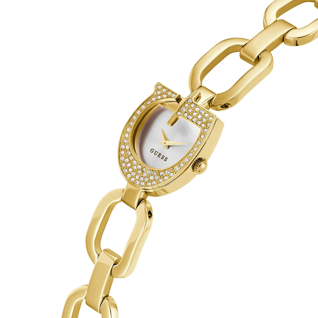 GUESS Crystal G-Logo Gold Tone Bangle Watch ⌚✨👑
