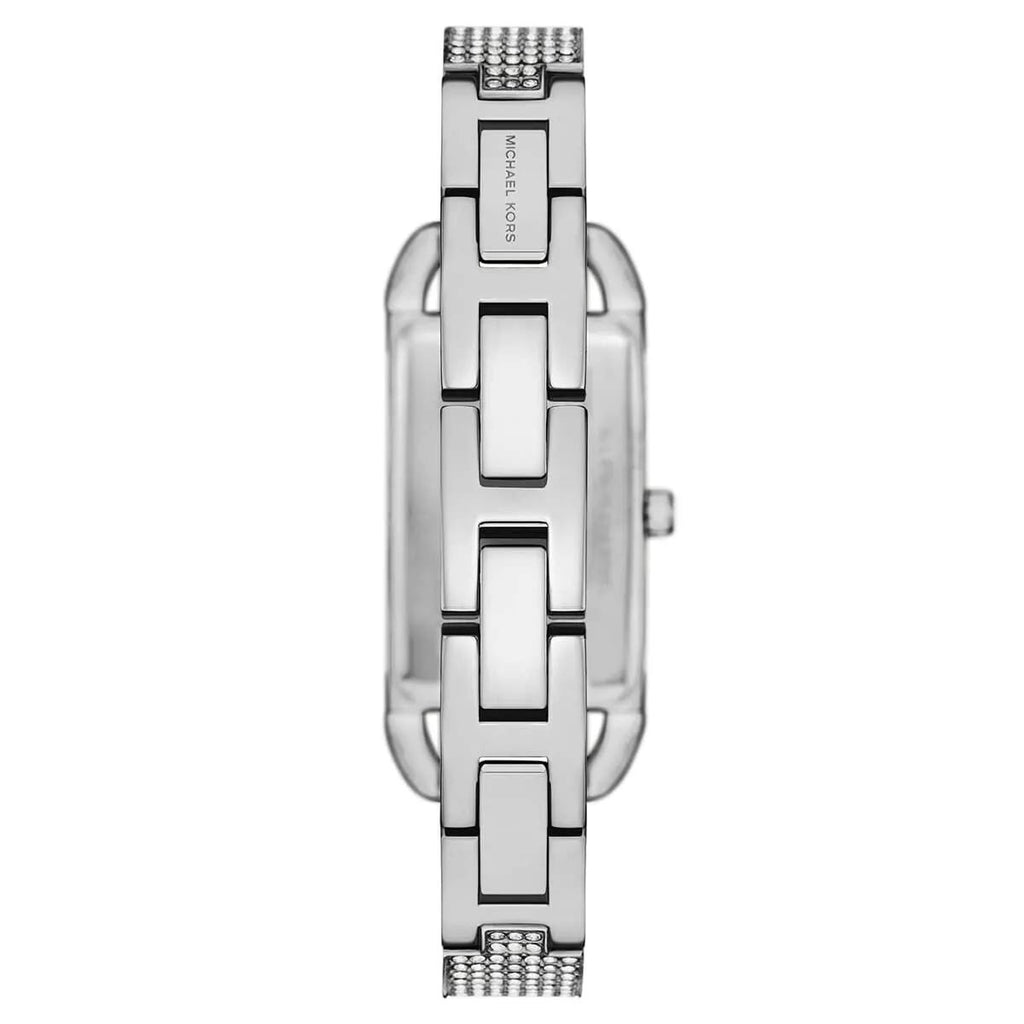 Michael Kors Silver Tone Rectangular Glitz Logo Watch 💎 ✨ ⌚
