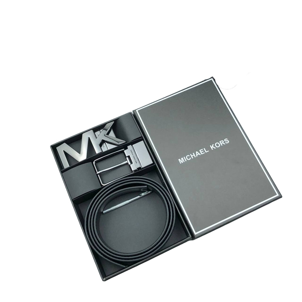 Michael Kors Reversible Leather Belt Set with Two Buckles 🖤✨🎁