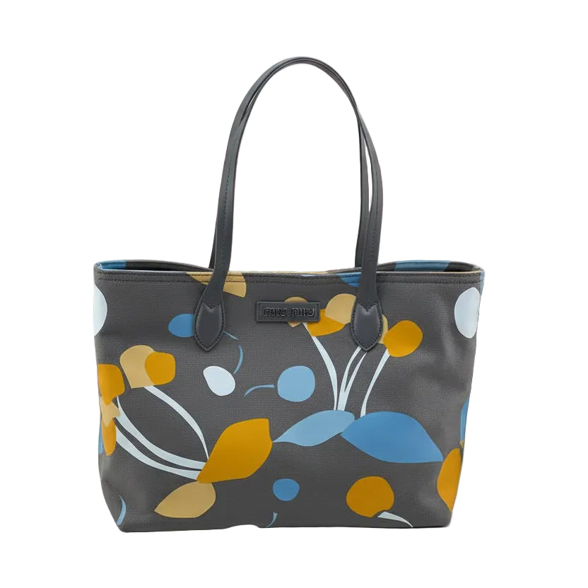 Miu Miu Floral Canvas Tote Bag in Slate Grey 🌸👜✨