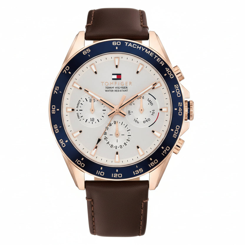 TOMM HILHGER Men's Rose Gold and Navy Chronograph Watch ⌚✨💼