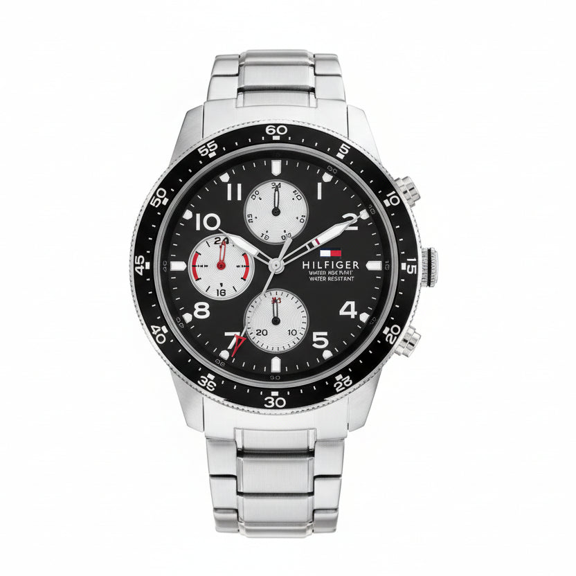 Tommy Hilfiger Men's Chronograph Watch with Sporty Red Accents ⌚️✨🥈