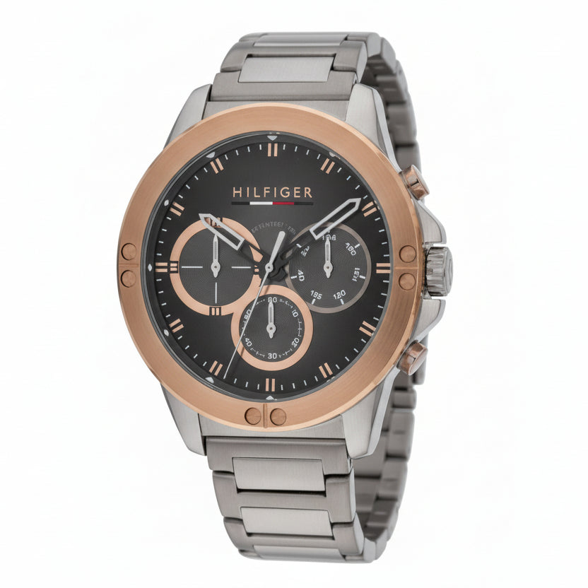 Tommy Hilfiger Men's Rose Gold Bezel Multi-Dial Watch ⌚️✨💼