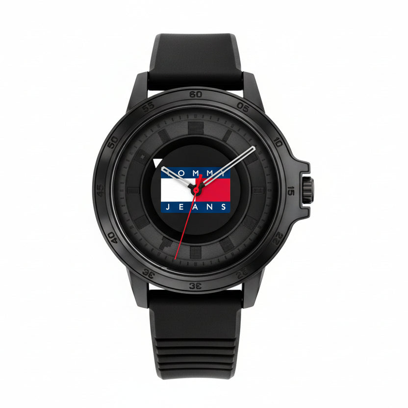 Tommy Jeans Silicone Strap Sport Watch ⌚⚫🚩