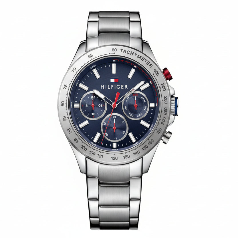 Tommy Hilfiger Men's Stainless Steel Chronograph Watch with Navy Dial ⌚️🔹🏙️