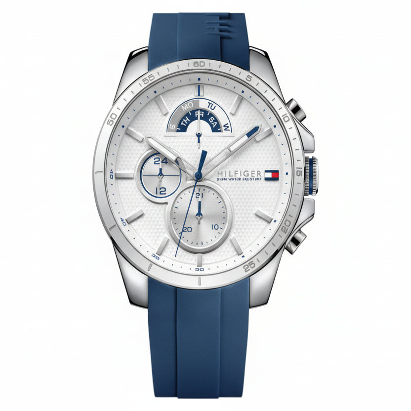 Tommy Hilfiger Men's Multi-Dial Sport Watch with Blue Silicone Strap ⌚️💙✨