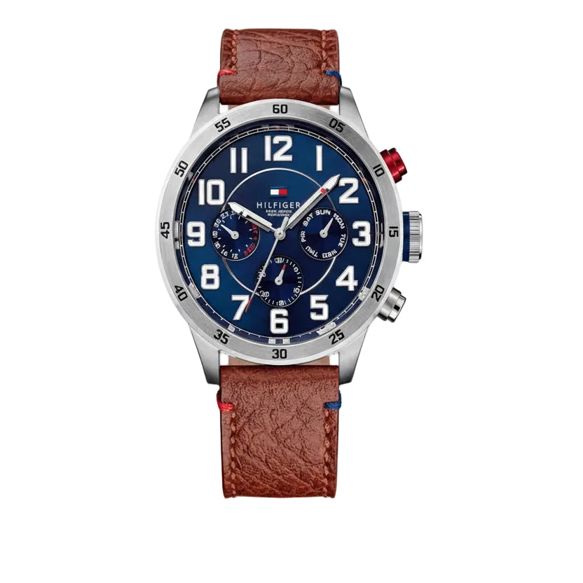 Tommy Hilfiger Multi-Dial Watch with Brown Leather Strap ⌚ 🇺🇸 👔