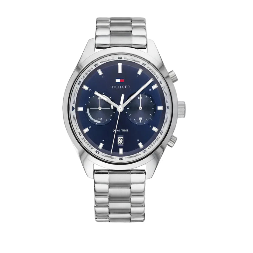 Tommy Hilfiger Dual Time Stainless Steel Watch ⌚️🏙️💙