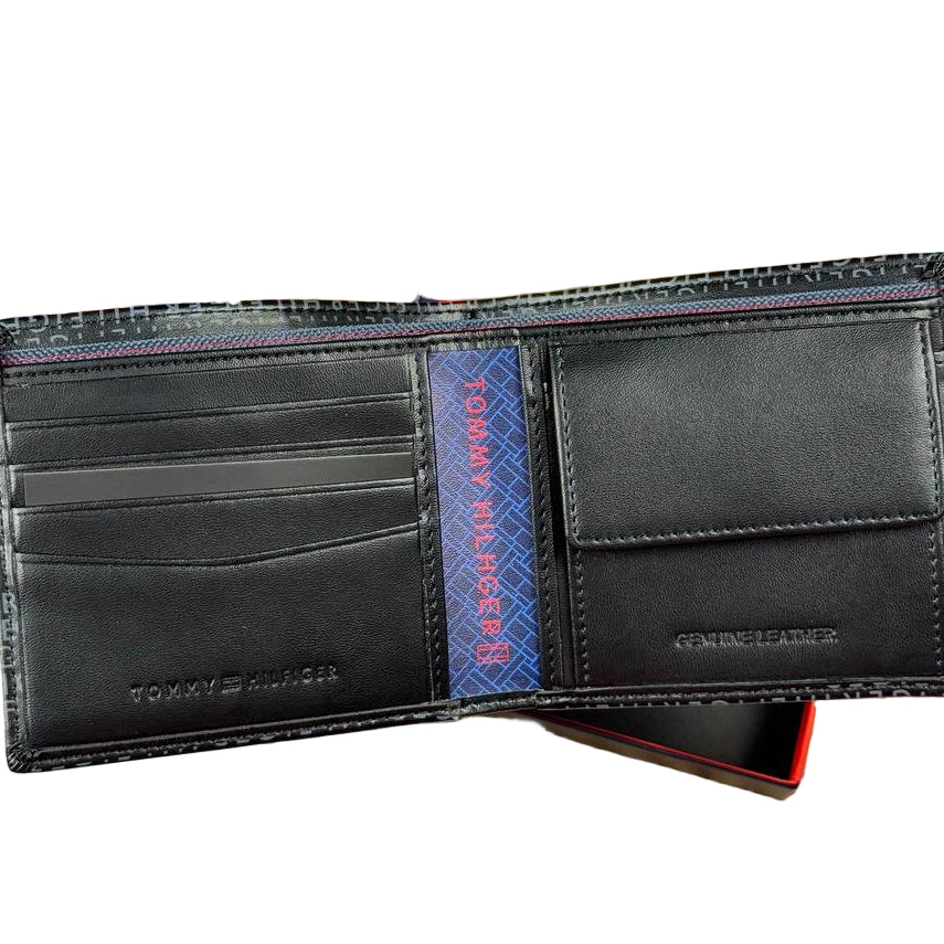 Tommy Hilfiger Men's RFID Black Monogram Bi-Fold Wallet 🖤🔠💳