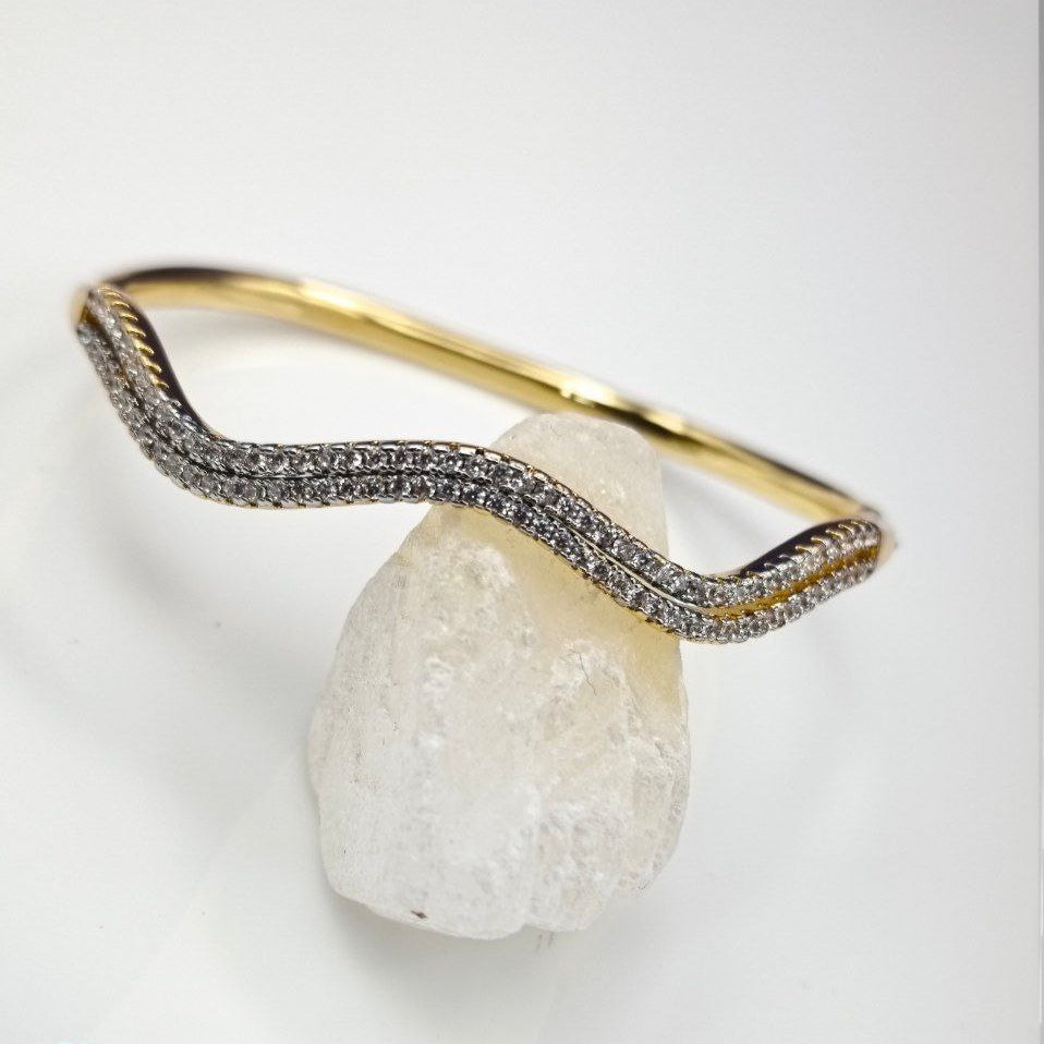 Jewelry Intertwined Wave Gold Bangle with Diamond Accents ✨ 💍 🌟