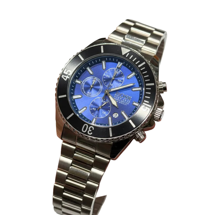BOSS Chronograph Watch with Sunray Blue Dial ⌚️🔹✨