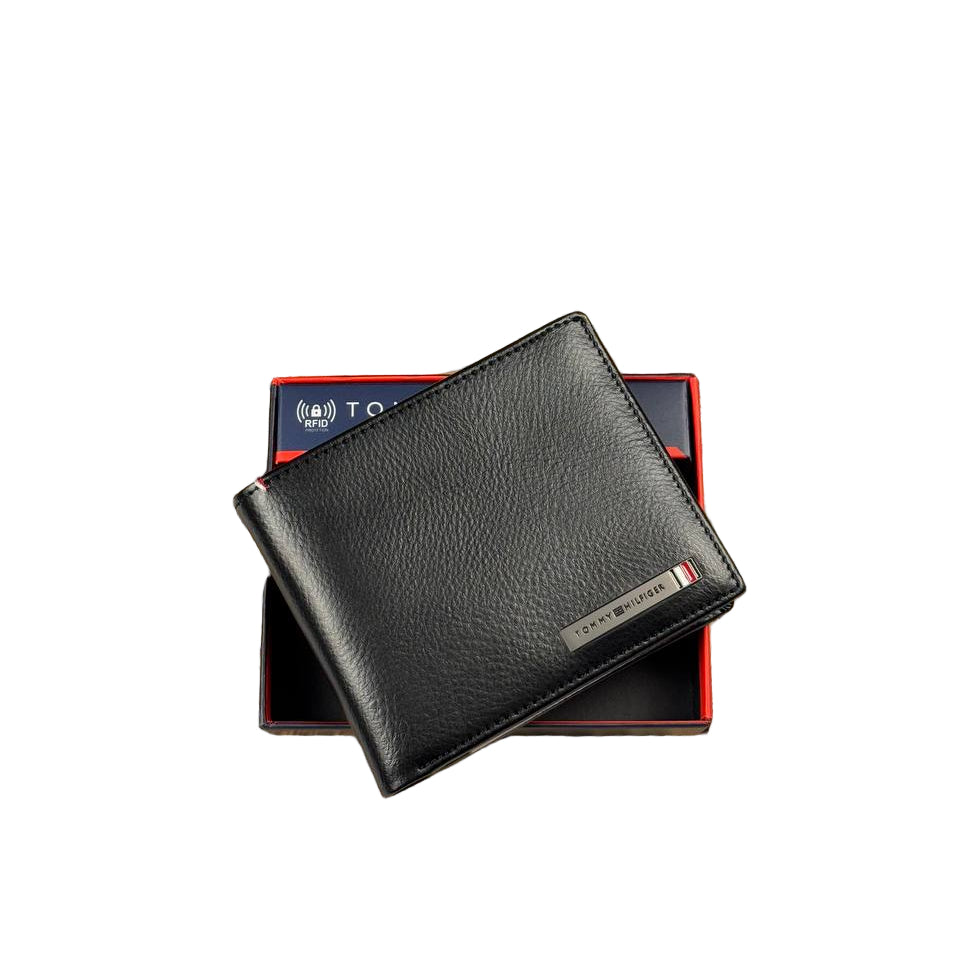 Tommy Hilfiger Men's RFID Black Tumbled Leather Wallet 🖤💳✨