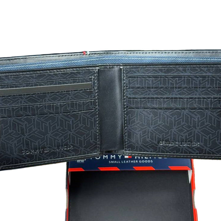 Tommy Hilfiger Men's Smooth Black Leather RFID Wallet 🖤💳✨