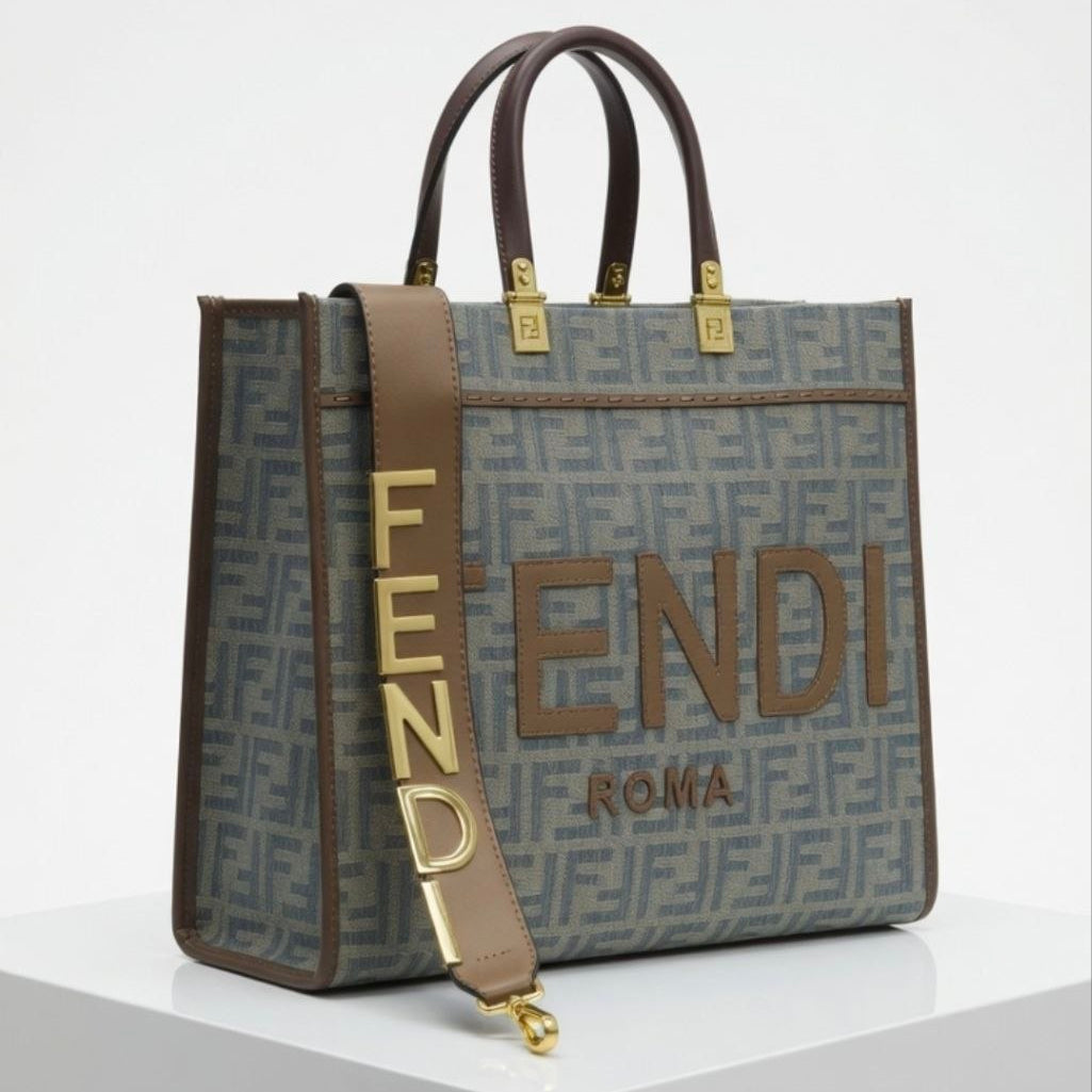 Fendi Sunshine Roma Tote in Denim FF Canvas 👜💙✨