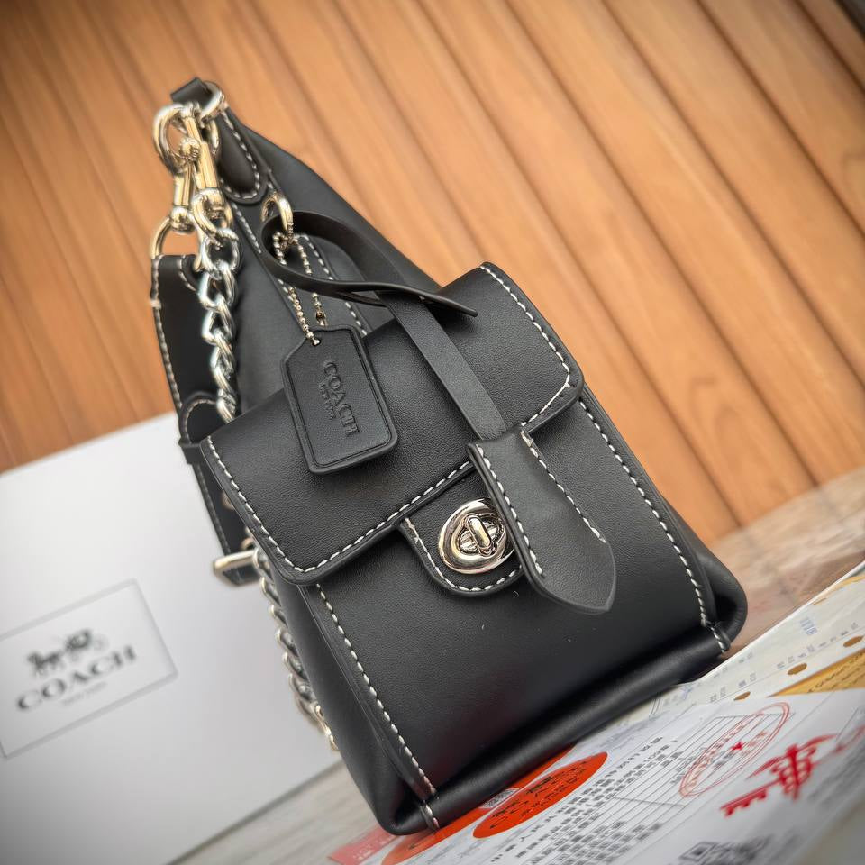 Coach Mira Shoulder Bag in Refined Leather with Chain Detail 👜✨🖤