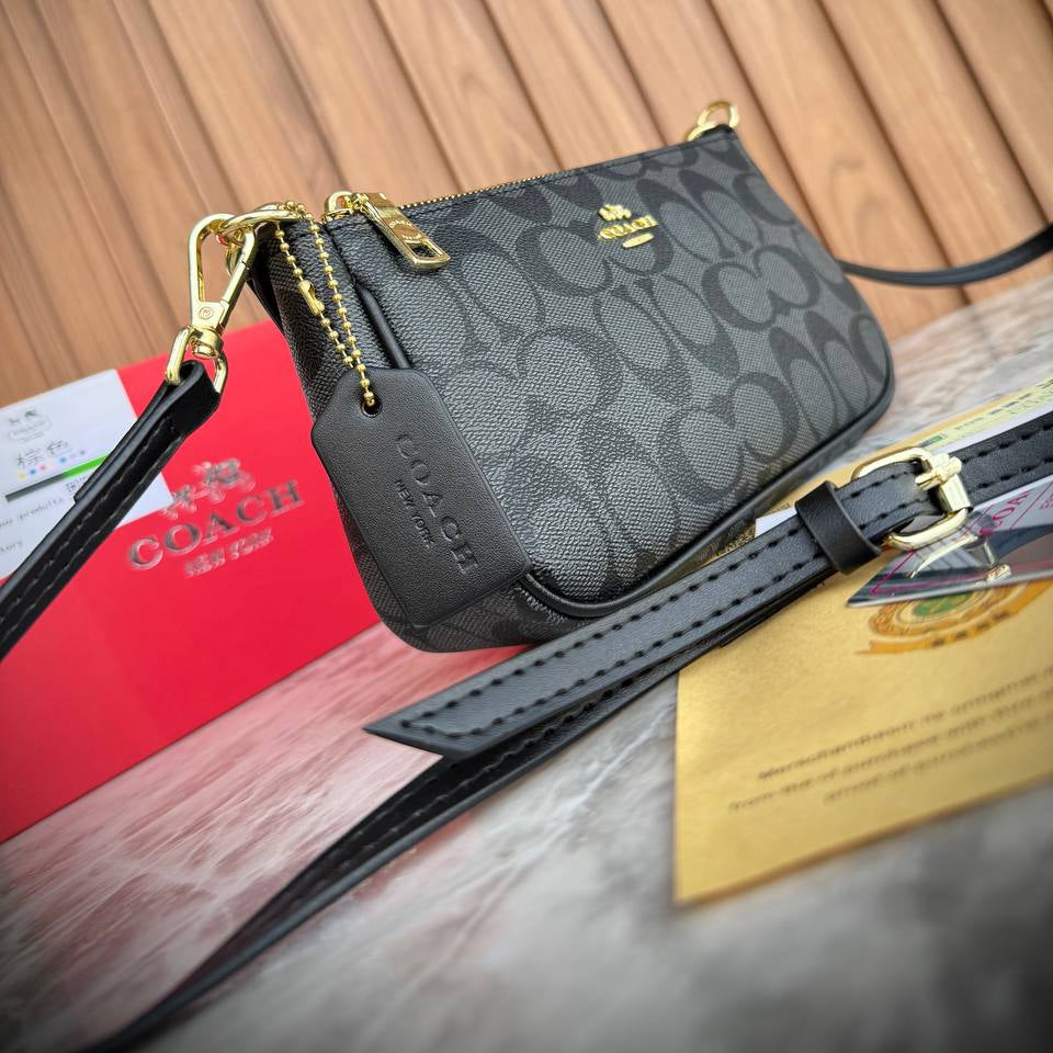 Coach Signature Canvas Small Wristlet Crossbody in Neutral Tones 👜✨🏙️