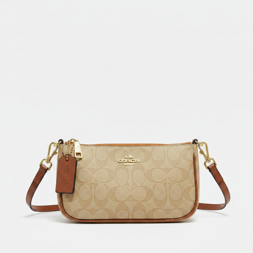 Coach Signature Canvas Small Wristlet Crossbody in Neutral Tones 👜✨🏙️