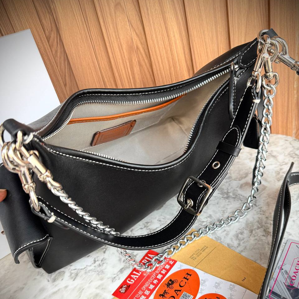 Coach Mira Shoulder Bag in Refined Leather with Chain Detail 👜✨🖤