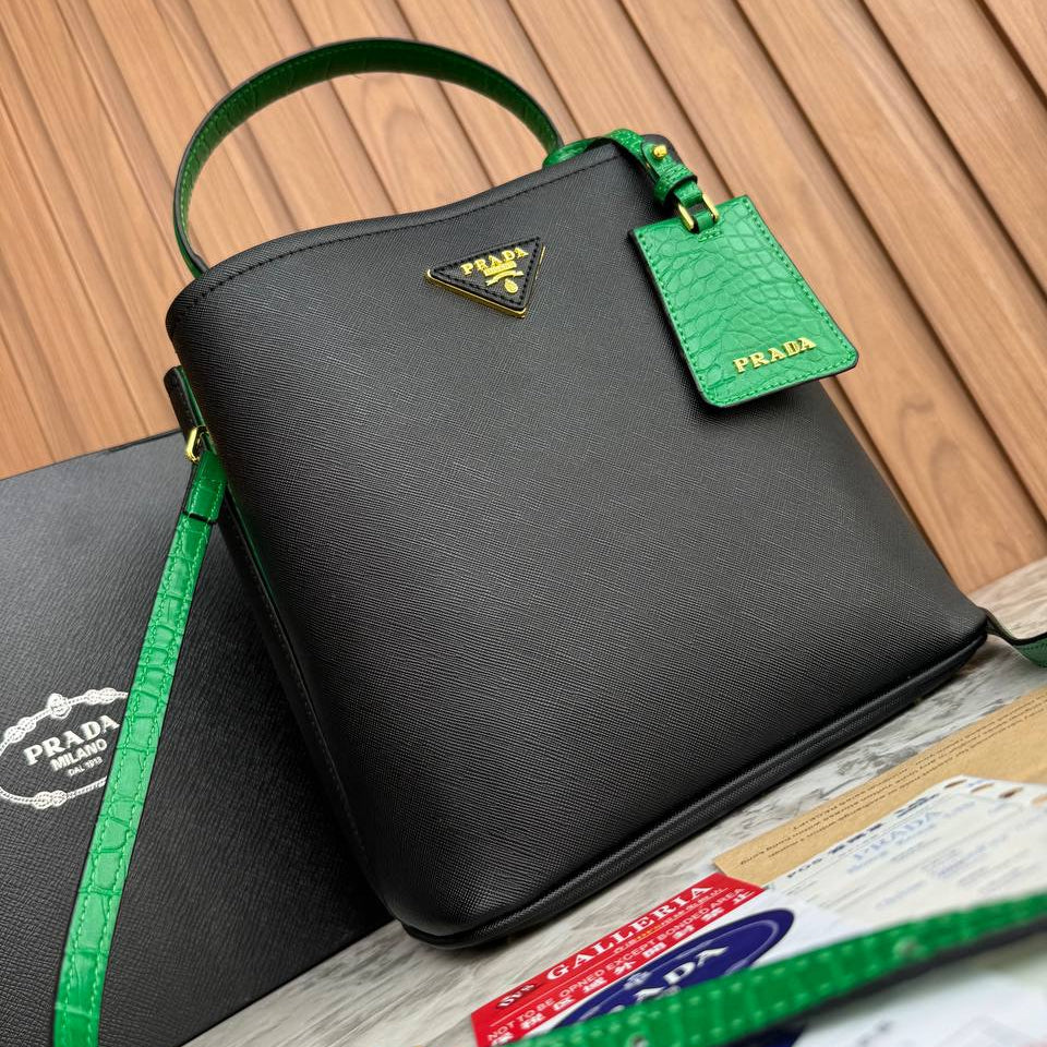 Prada Panier Saffiano Leather Bucket Bag ✨👜❤️