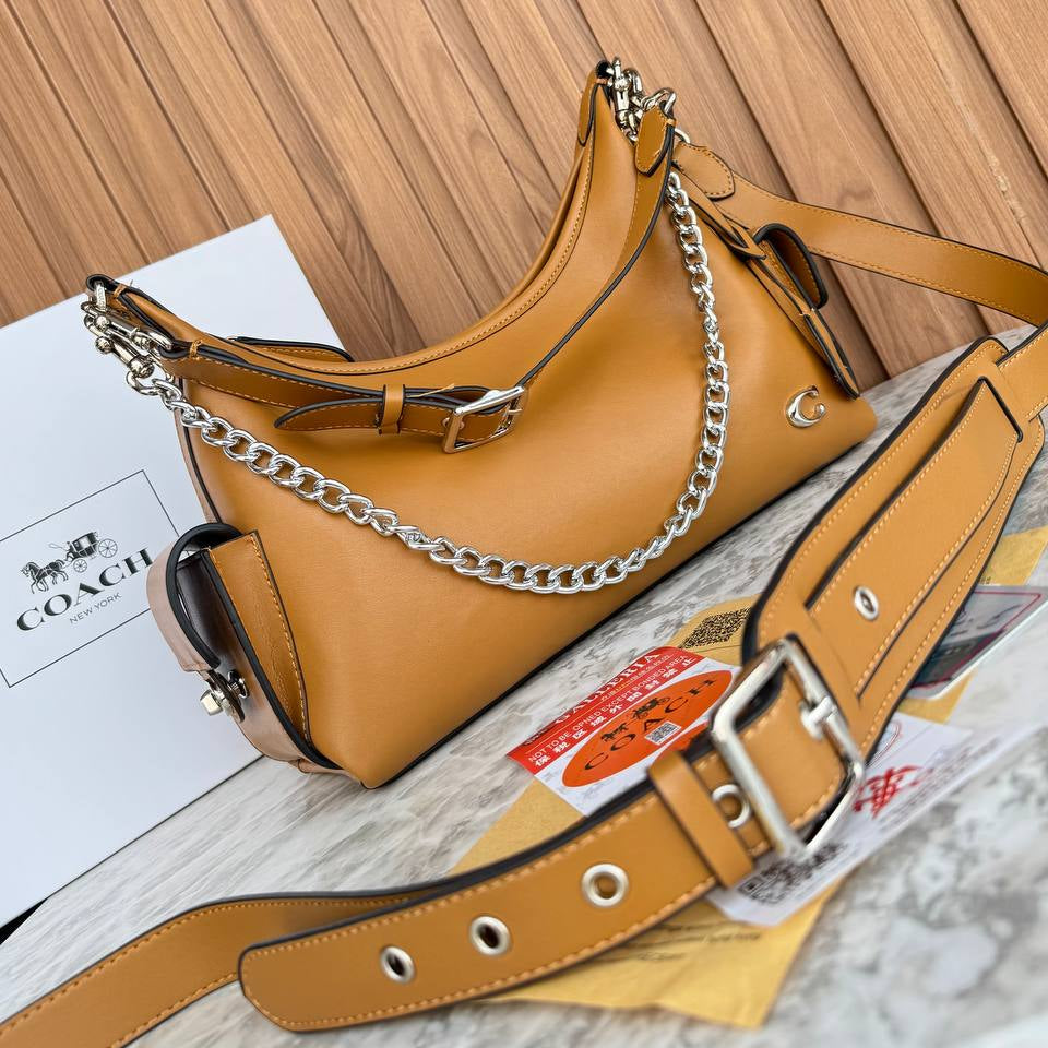 Coach Mira Shoulder Bag in Refined Leather with Chain Detail 👜✨🖤