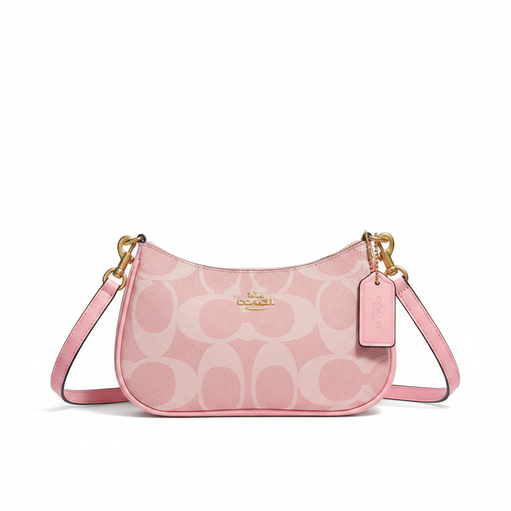 Coach Signature Canvas Mini Teri Shoulder Bag in Petal Pink 🌸👜✨