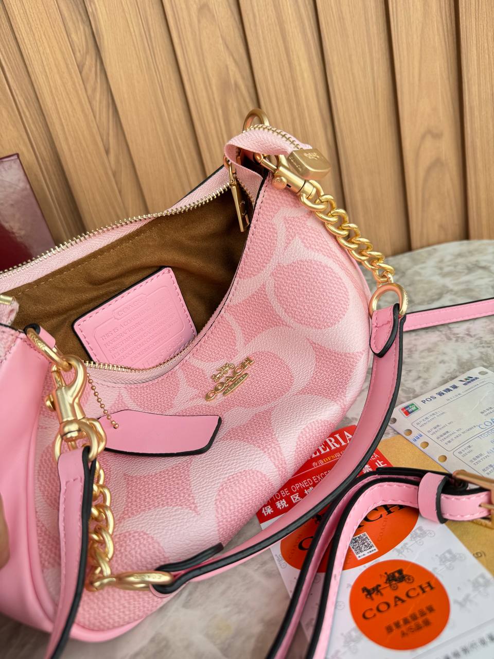 Coach Signature Canvas Mini Teri Shoulder Bag in Petal Pink 🌸👜✨