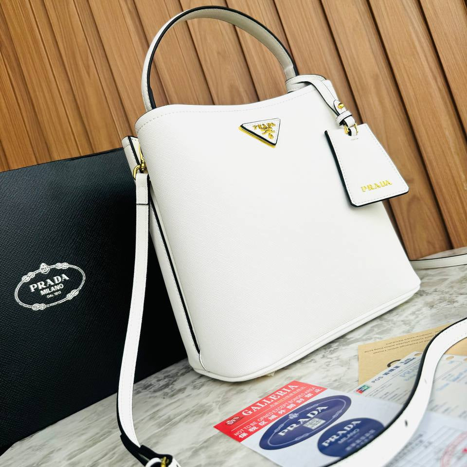 Prada Panier Saffiano Leather Bucket Bag ✨👜❤️