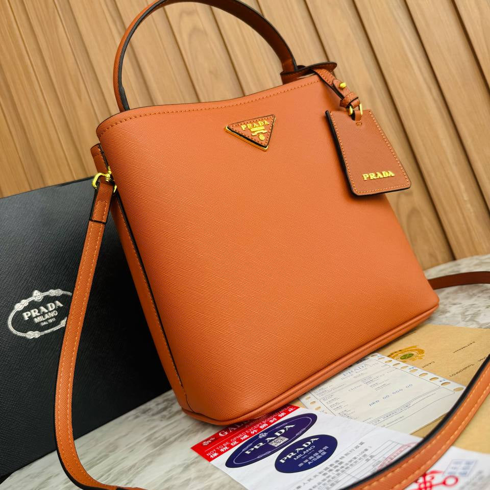 Prada Panier Saffiano Leather Bucket Bag ✨👜❤️