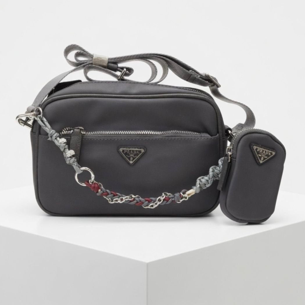Prada Re-Nylon Crossbody Bag with Braided Chain 👜✨🖤