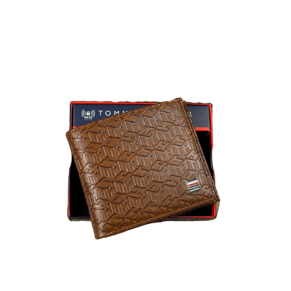 Tommy Hilfiger Men's RFID Brown Monogram Bi-Fold Wallet 🤎🔠💳