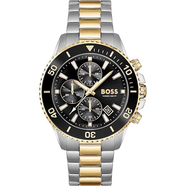 BOSS Men's Admiral Chronograph Two Tone Gold and Silver Watch ⌚✨💼