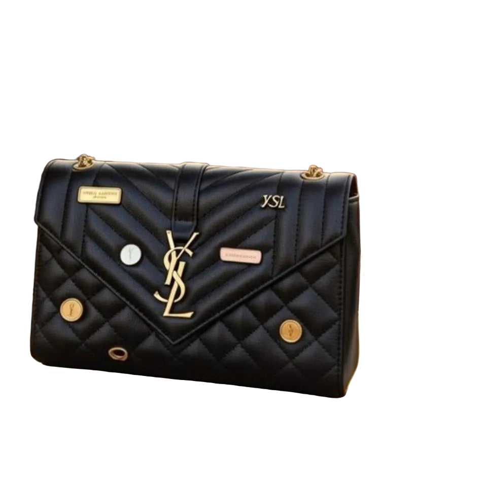 Saint Laurent Black Quilted Leather Shoulder Bag with Gold Embellishments 🖤👜✨