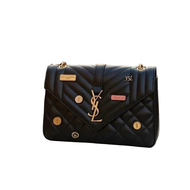 Saint Laurent Black Quilted Leather Shoulder Bag with Gold Embellishments 🖤👜✨