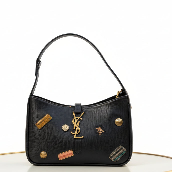 Saint Laurent Le 5 à 7 Hobo Bag with Vintage Patch Accents 🗼👜✨