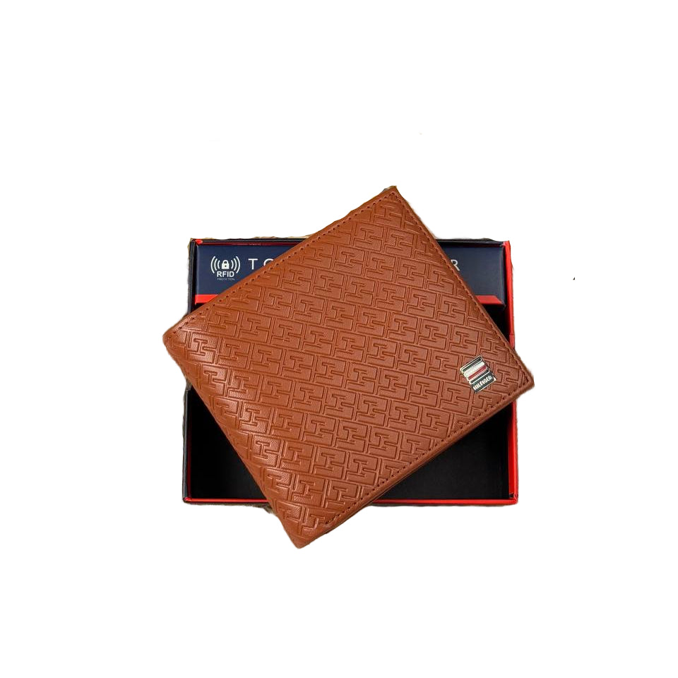 Tommy Hilfiger Men's RFID Brown Monogram Leather Wallet 🤎🔠💳