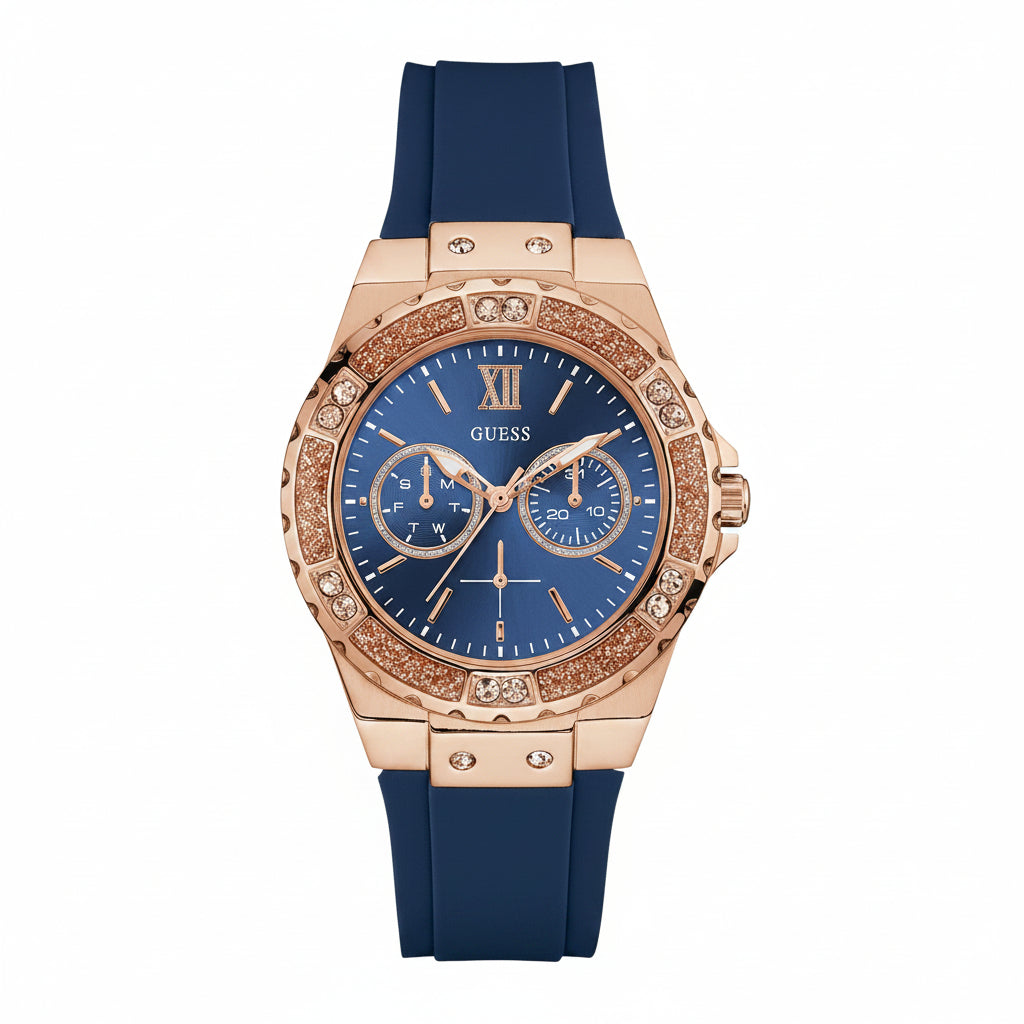Guess Limelight Multifunction Rose Gold Tone Silicone Watch ⌚✨💙