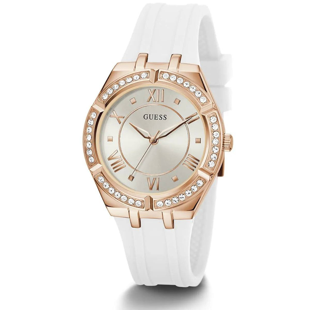 Guess Duchess Crystal Bezel Silicone Strap Watch ✨💎⌚