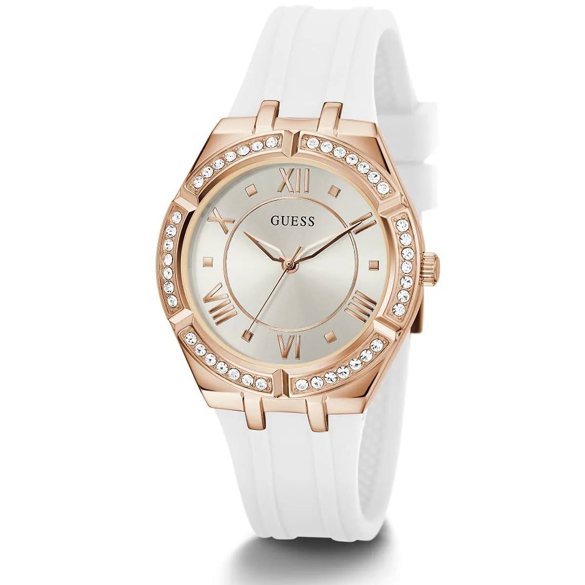 Guess Duchess Crystal Bezel Silicone Strap Watch ✨💎⌚