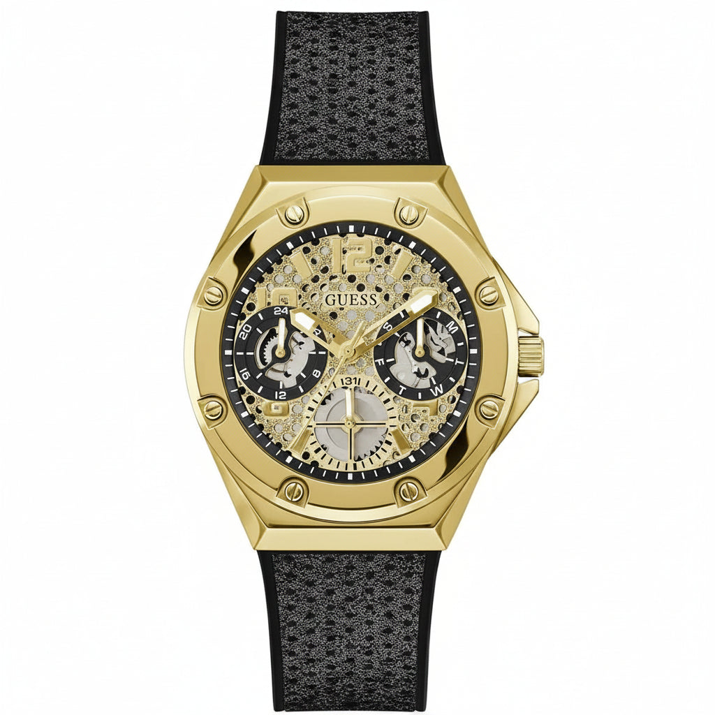 GUESS Men's Gold-Tone Skeleton Multifunction Watch ⌚✨🏆