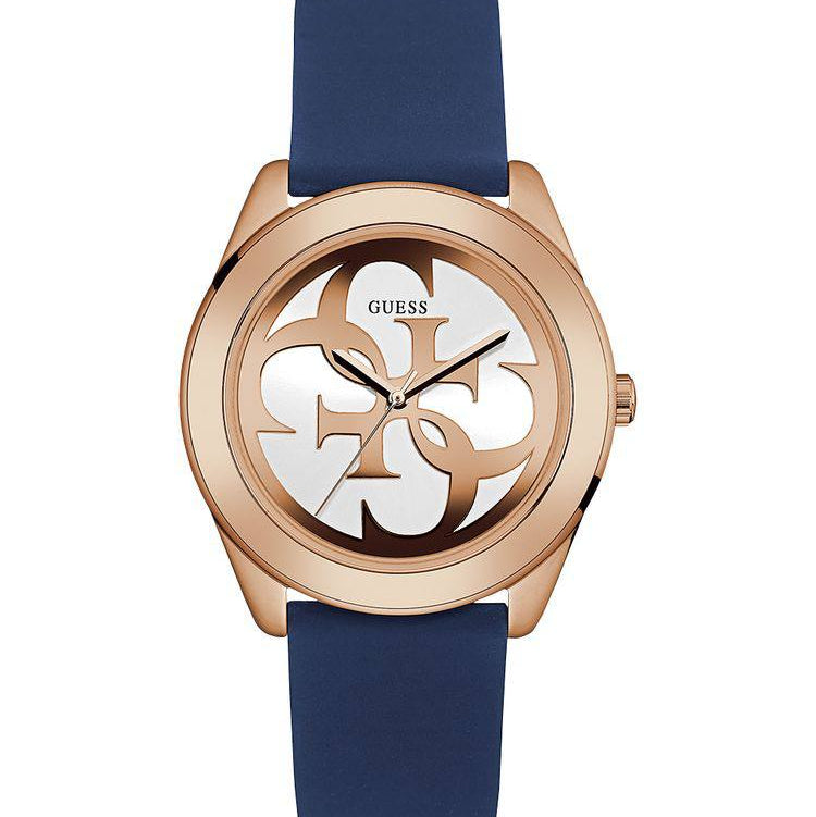 GUESS Rose Gold Cut-Out Logo Watch with Navy Blue Strap ⌚✨💙