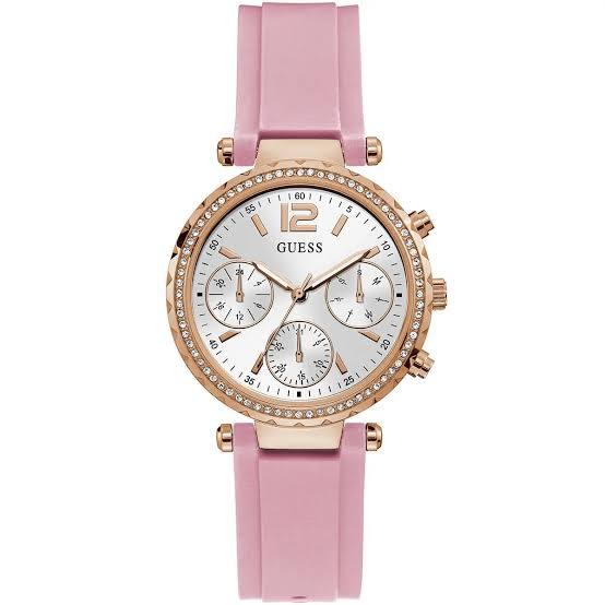 GUESS Confetti Rose Gold Dial Pink Silicone Ladies Watch 🌸✨⌚