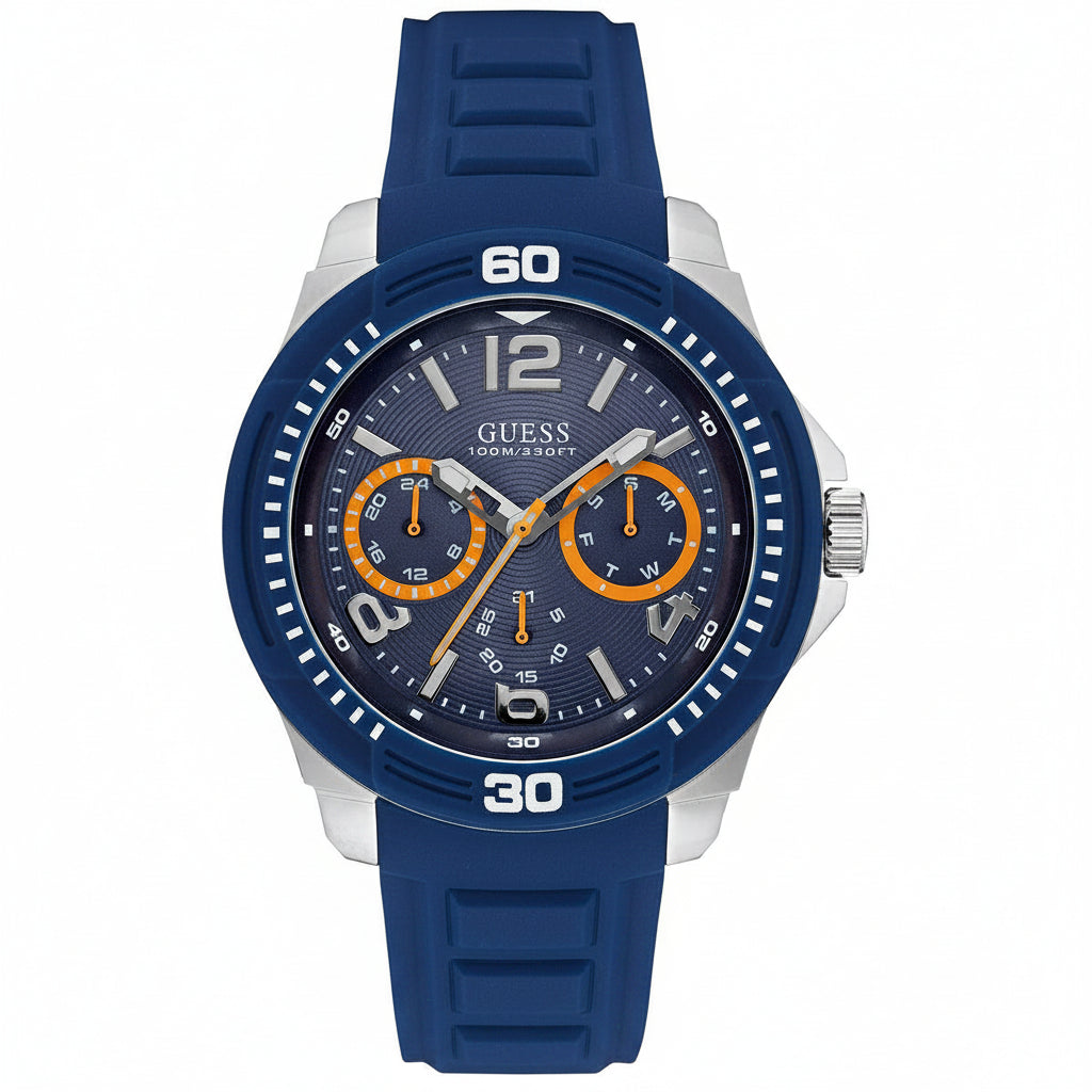 GUESS Men’s Sport Navy Silicone Multi-Function Watch ⌚ 🔵 ✨