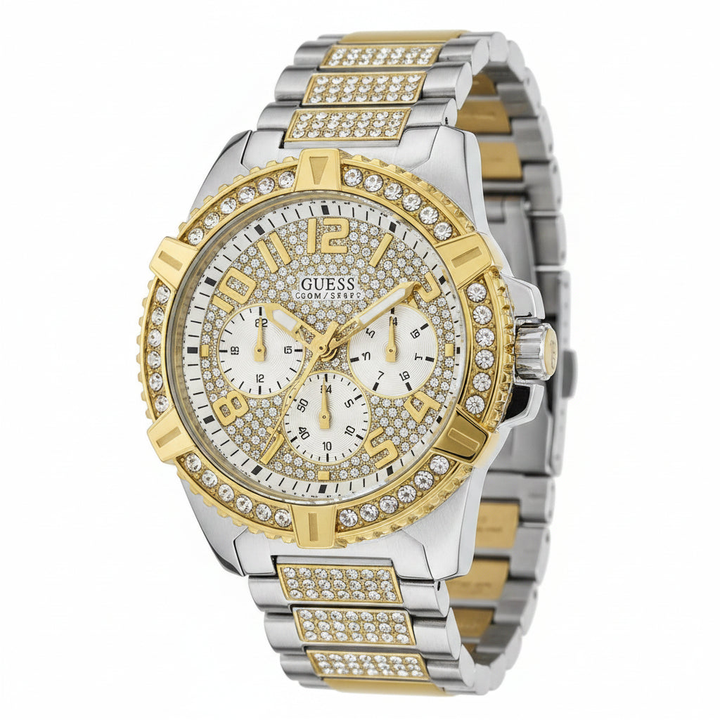 Guess Two-Tone Crystal Chronograph Men's Watch ✨⌚💎