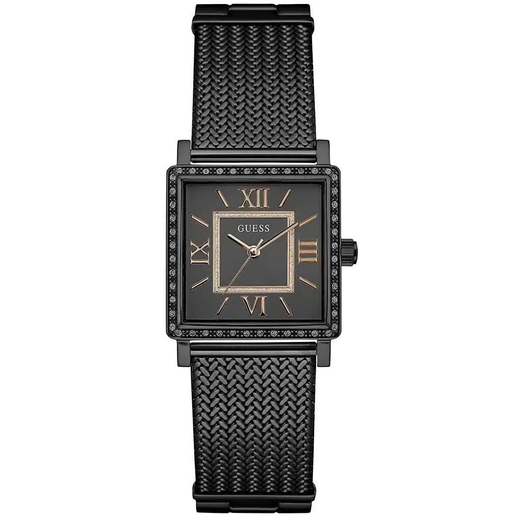 Guess Black Square Crystal Accent Dress Watch ⌚✨⬛